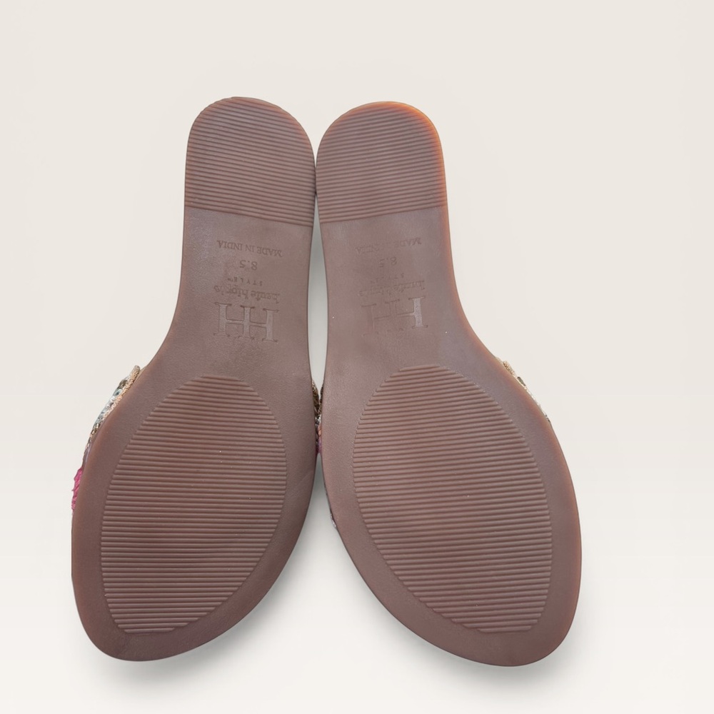 Haute Hippie Embroidered Pink Floral Slide Sandals - Picture 4 of 5